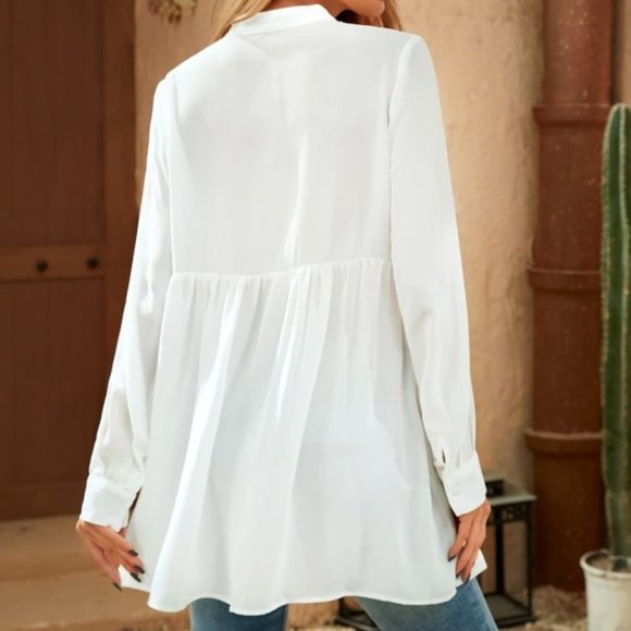 BOHO Flower Embroidery Peplum Blouse - Picture 3 of 8